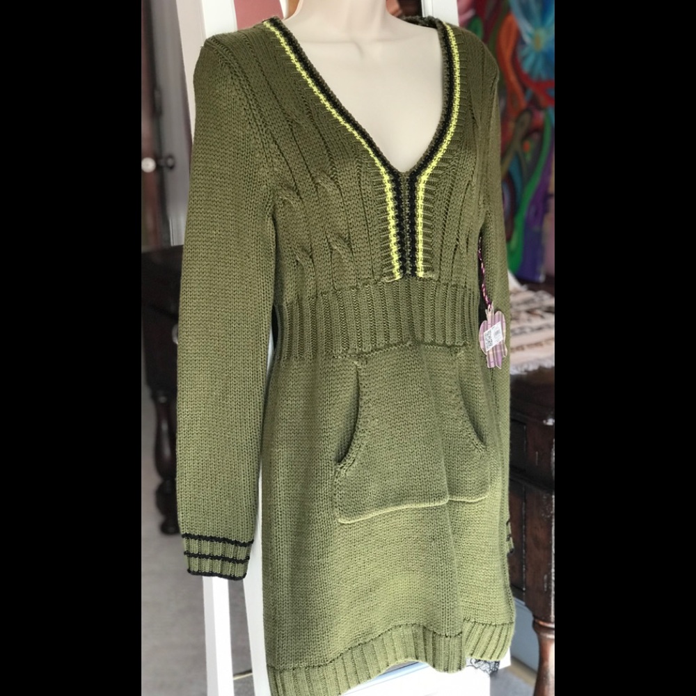 Vera Wang Princess Sweater Dress with Lace Junior Size Large